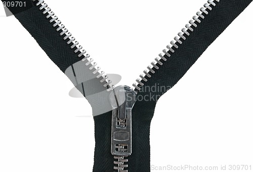 Image of Unzipped metal zipper