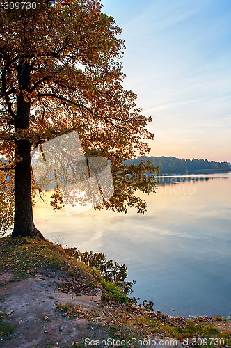 Image of Autumn sunset on the lake