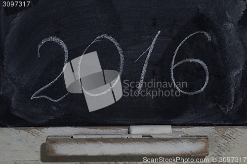Image of slate blackboard with the inscription 2016