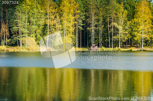 Image of Autumn landscape on the lake in the woods