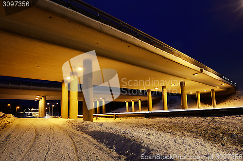 Image of viaduct at night in winter
