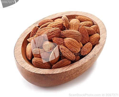 Image of almonds in a wooden bowl