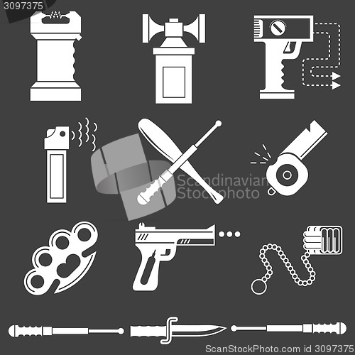 Image of White icons vector collection of self-defense