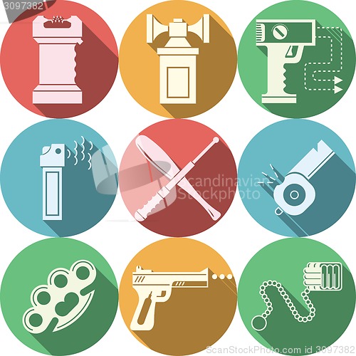 Image of Color vector icons for self defence 