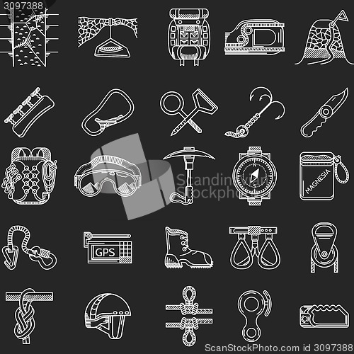 Image of Line icons vector collection for rock climbing