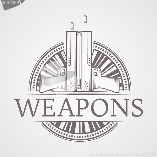 Image of Abstract vector illustration of traumatic weapons badge 