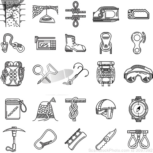 Image of Black icons vector collection for rock climbing