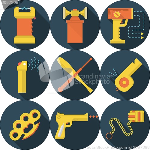 Image of Flat vector icons for self defence