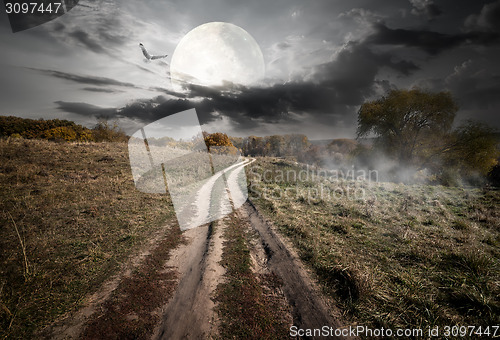 Image of Countryside and moon