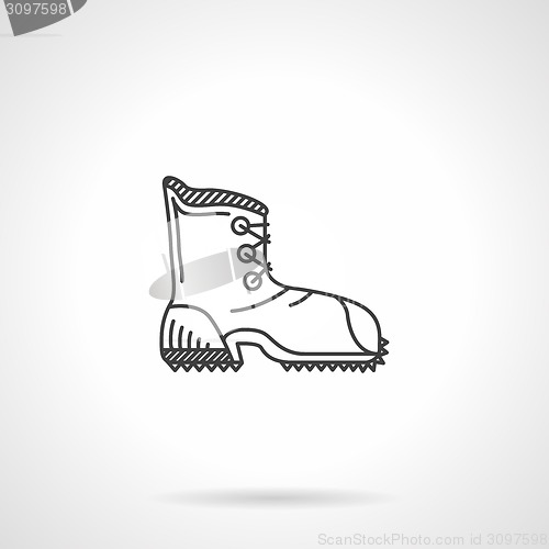 Image of Black line hiking boot flat vector icon