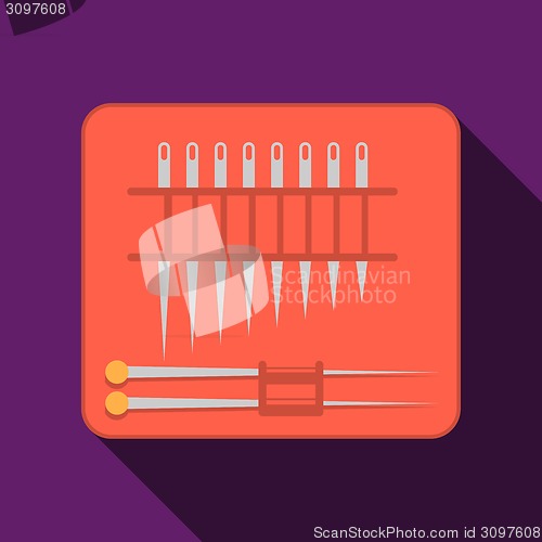 Image of Needles set red pack flat vector icon