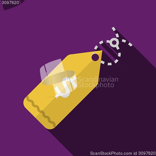 Image of Yellow price tag flat vector icon