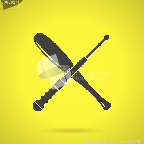 Image of Black crossed baton flat vector icon