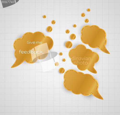Image of give me feedback speech bubble with empty bubbles