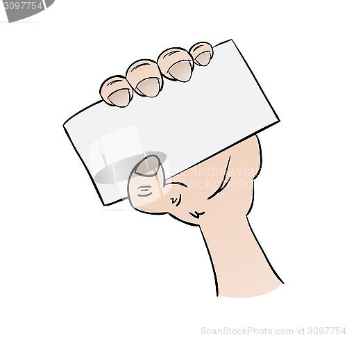 Image of hand holding blank paper