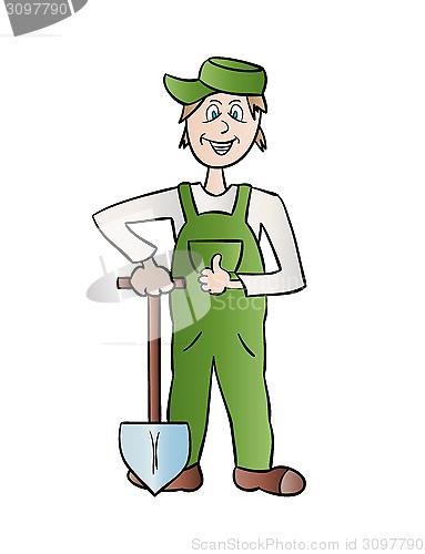 Image of gardener man with spade