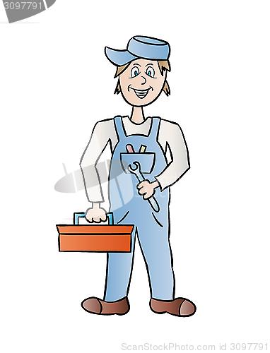 Image of plumber with tools