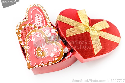 Image of isolated gingerbread valentine cookie heart