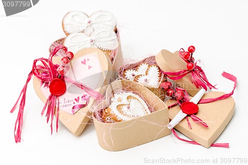 Image of isolated gingerbread valentine cookie heart