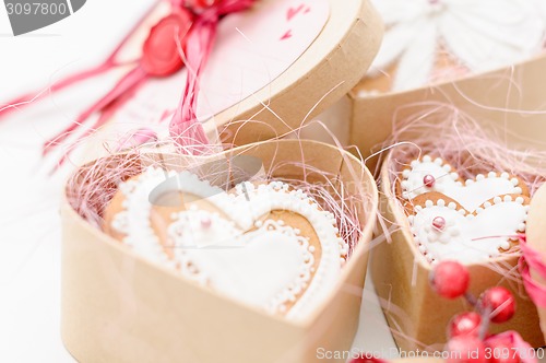 Image of isolated gingerbread valentine cookie heart
