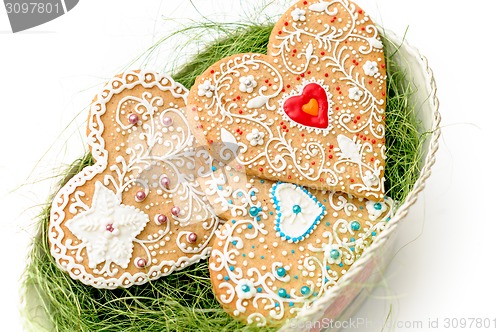 Image of isolated gingerbread valentine cookie heart