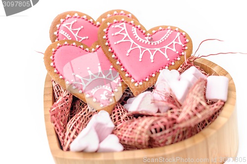 Image of isolated gingerbread valentine cookie heart