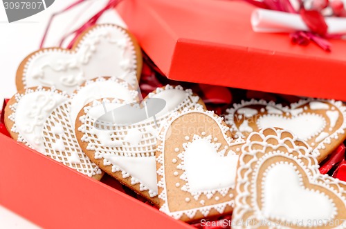 Image of isolated gingerbread valentine cookie heart