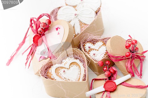 Image of isolated gingerbread valentine cookie heart