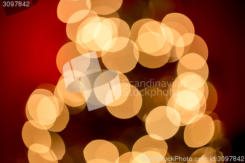 Image of Abstract background. Blurred colorful circles bokeh of christmas lights 