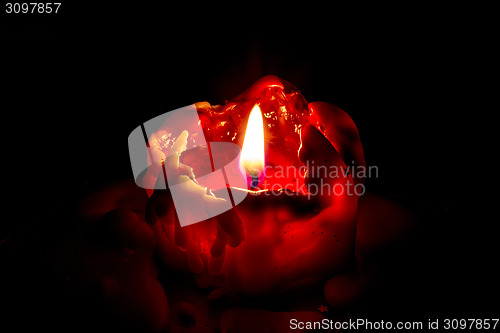 Image of closeup macro of light on candle 