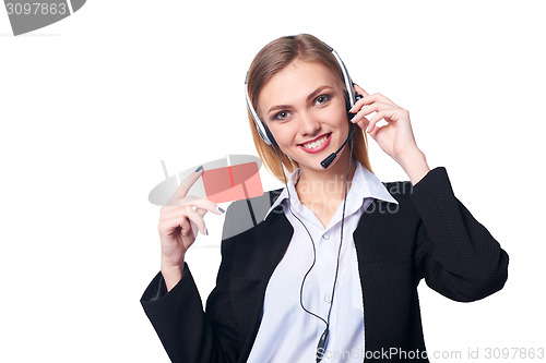 Image of Friendly female helpline operator