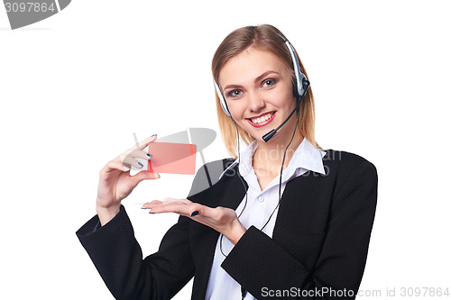 Image of Friendly female helpline operator