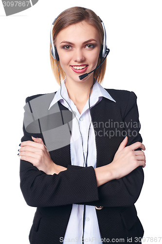 Image of Friendly female helpline operator