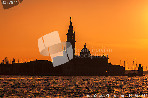 Image of Silhouette of San Girogio Maggiore Church in Venice