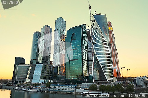Image of Moscow-city (Moscow International Business Center) at evening