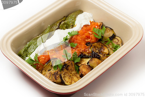 Image of Aubergine mezze bowl angled