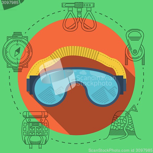 Image of Flat vector illustration for climbing goggles