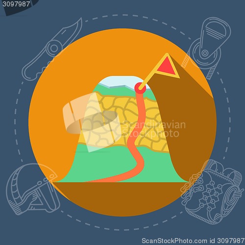 Image of Flat vector illustration for mountaineering route