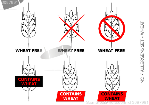 Image of Wheat Free Signs isolated on white background