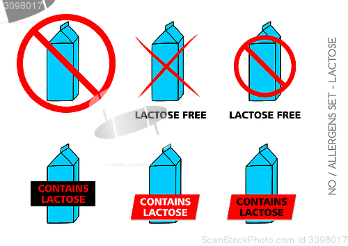 Image of Lactose Free Symbols isolated on white background