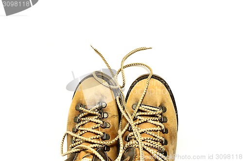 Image of White background with yellow shoes