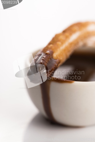 Image of deliciuos spanish Churros with hot chocolate