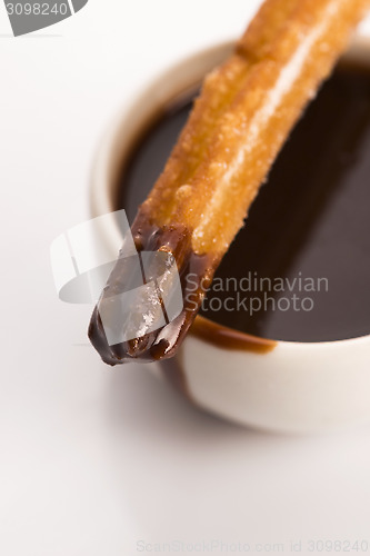 Image of deliciuos spanish Churros with hot chocolate