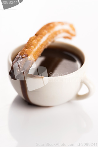 Image of deliciuos spanish Churros with hot chocolate