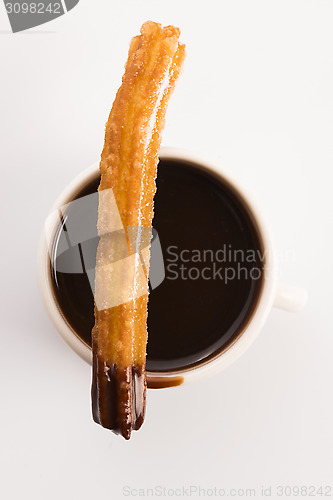 Image of deliciuos spanish Churros with hot chocolate