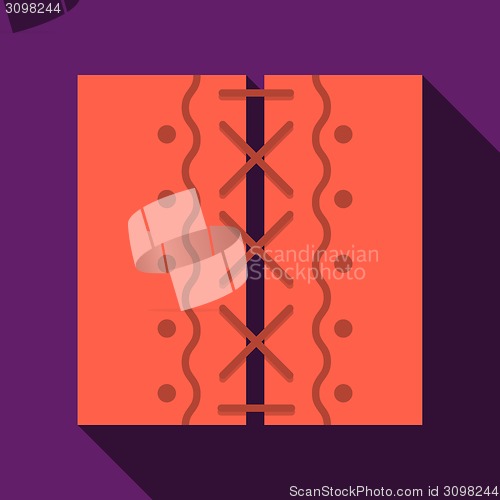 Image of Red stitched patches flat vector icon