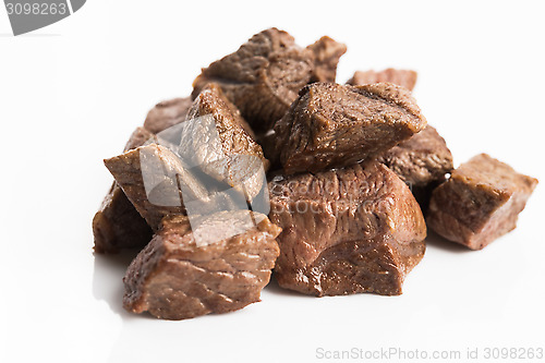 Image of beef stew on white background 