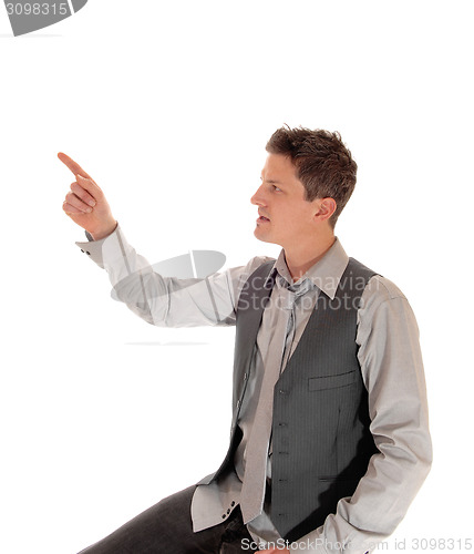 Image of Man pointing with finger.