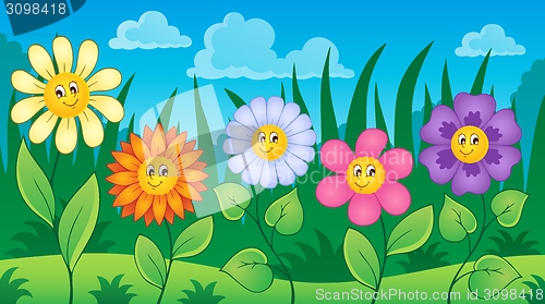 Image of Flowers on meadow theme 3
