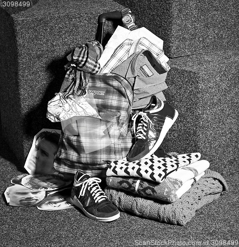 Image of Set of man accessories  on a dark background. 